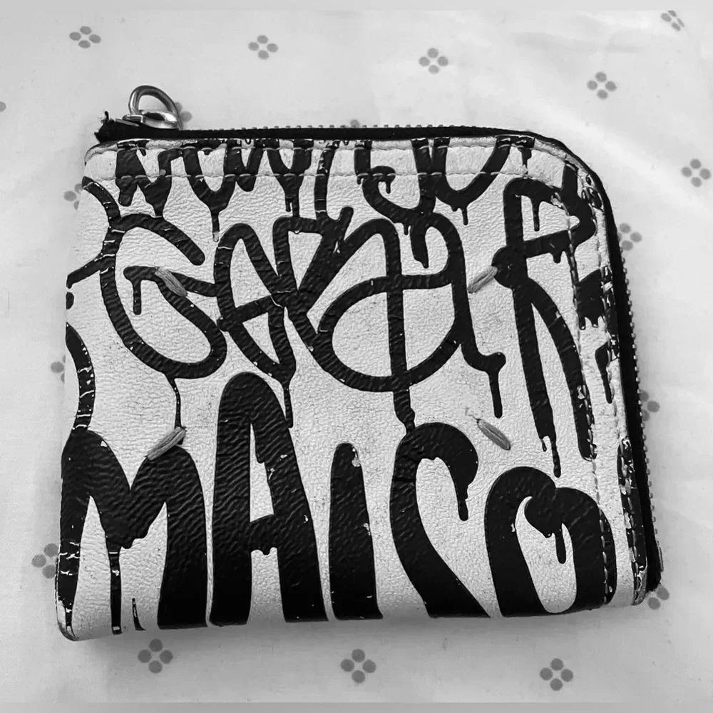 Vintage Graffiti Wallet - Mason Martin Margiela - Y2k Pocket Wallet- Black White